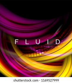 Fluid smooth wave abstract background, flowing glowing color motion concept, trendy abstract layout template for business or technology presentation or web brochure cover, wallpaper. Vector