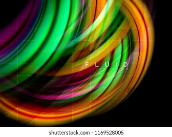 Fondo abstracto de oleaje fluido, concepto de movimiento de color brillante, plantilla de diseño abstracto de moda para presentación de negocios o tecnología o portada de folletos web, fondo de pantalla. Vector