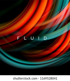 Fluid smooth wave abstract background, flowing glowing color motion concept, trendy abstract layout template for business or technology presentation or web brochure cover, wallpaper. Vector