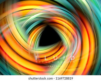 Fluid smooth wave abstract background, flowing glowing color motion concept, trendy abstract layout template for business or technology presentation or web brochure cover, wallpaper. Vector