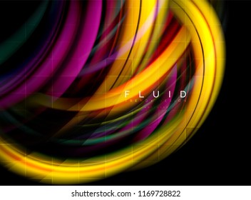 Fluid smooth wave abstract background, flowing glowing color motion concept, trendy abstract layout template for business or technology presentation or web brochure cover, wallpaper. Vector
