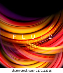Fluid smooth wave abstract background, flowing glowing color motion concept, trendy abstract layout template for business or technology presentation or web brochure cover, wallpaper. Vector