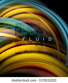 Fluid smooth wave abstract background, flowing glowing color motion concept, trendy abstract layout template for business or technology presentation or web brochure cover, wallpaper. Vector
