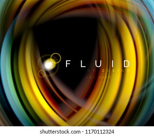 Fluid smooth wave abstract background, flowing glowing color motion concept, trendy abstract layout template for business or technology presentation or web brochure cover, wallpaper. Vector