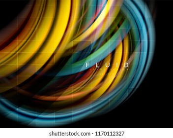 Fluid smooth wave abstract background, flowing glowing color motion concept, trendy abstract layout template for business or technology presentation or web brochure cover, wallpaper. Vector