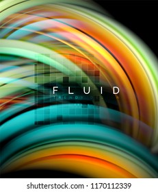 Fluid smooth wave abstract background, flowing glowing color motion concept, trendy abstract layout template for business or technology presentation or web brochure cover, wallpaper. Vector