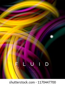 Fondo abstracto de oleaje fluido, concepto de movimiento de color brillante, plantilla de diseño abstracto de moda para presentación de negocios o tecnología o portada de folletos web, fondo de pantalla. Vector