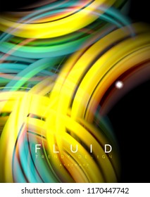 Fluid smooth wave abstract background, flowing glowing color motion concept, trendy abstract layout template for business or technology presentation or web brochure cover, wallpaper. Vector