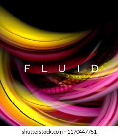 Fluid smooth wave abstract background, flowing glowing color motion concept, trendy abstract layout template for business or technology presentation or web brochure cover, wallpaper. Vector