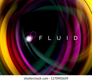 Fluid smooth wave abstract background, flowing glowing color motion concept, trendy abstract layout template for business or technology presentation or web brochure cover, wallpaper. Vector