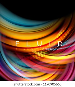 Fondo abstracto de oleaje fluido, concepto de movimiento de color brillante, plantilla de diseño abstracto de moda para presentación de negocios o tecnología o portada de folletos web, fondo de pantalla. Vector