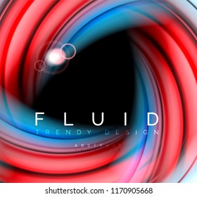 Fluid smooth wave abstract background, flowing glowing color motion concept, trendy abstract layout template for business or technology presentation or web brochure cover, wallpaper. Vector