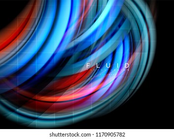 Fluid smooth wave abstract background, flowing glowing color motion concept, trendy abstract layout template for business or technology presentation or web brochure cover, wallpaper. Vector
