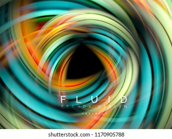 Fluid smooth wave abstract background, flowing glowing color motion concept, trendy abstract layout template for business or technology presentation or web brochure cover, wallpaper. Vector
