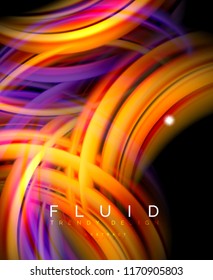 Fluid smooth wave abstract background, flowing glowing color motion concept, trendy abstract layout template for business or technology presentation or web brochure cover, wallpaper. Vector