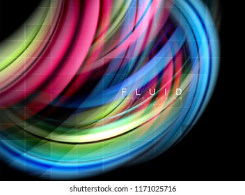 Fluid smooth wave abstract background, flowing glowing color motion concept, trendy abstract layout template for business or technology presentation or web brochure cover, wallpaper. Vector