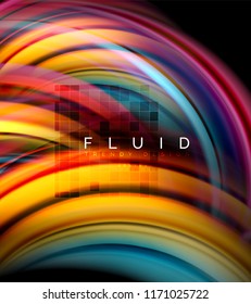 Fluid smooth wave abstract background, flowing glowing color motion concept, trendy abstract layout template for business or technology presentation or web brochure cover, wallpaper. Vector