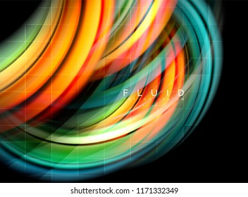 Fluid smooth wave abstract background, flowing glowing color motion concept, trendy abstract layout template for business or technology presentation or web brochure cover, wallpaper. Vector
