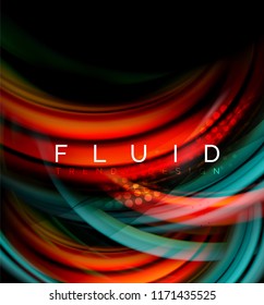 Fluid smooth wave abstract background, flowing glowing color motion concept, trendy abstract layout template for business or technology presentation or web brochure cover, wallpaper. Vector
