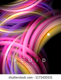 Fluid smooth wave abstract background, flowing glowing color motion concept, trendy abstract layout template for business or technology presentation or web brochure cover, wallpaper. Vector