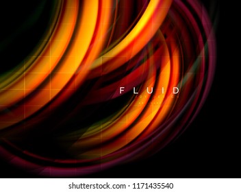Fluid smooth wave abstract background, flowing glowing color motion concept, trendy abstract layout template for business or technology presentation or web brochure cover, wallpaper. Vector