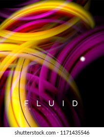 Fluid smooth wave abstract background, flowing glowing color motion concept, trendy abstract layout template for business or technology presentation or web brochure cover, wallpaper. Vector