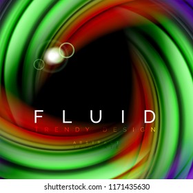 Fluid smooth wave abstract background, flowing glowing color motion concept, trendy abstract layout template for business or technology presentation or web brochure cover, wallpaper. Vector