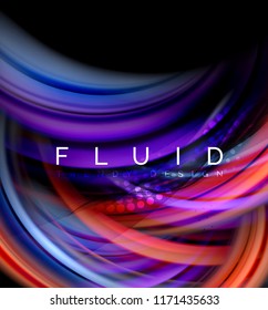 Fondo abstracto de oleaje fluido, concepto de movimiento de color brillante, plantilla de diseño abstracto de moda para presentación de negocios o tecnología o portada de folletos web, fondo de pantalla. Vector