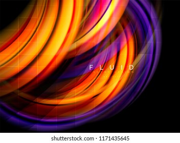 Fluid smooth wave abstract background, flowing glowing color motion concept, trendy abstract layout template for business or technology presentation or web brochure cover, wallpaper. Vector