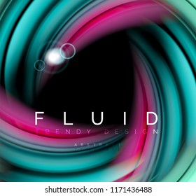 Fluid smooth wave abstract background, flowing glowing color motion concept, trendy abstract layout template for business or technology presentation or web brochure cover, wallpaper. Vector