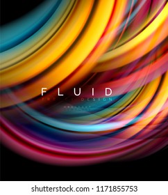 Fluid smooth wave abstract background, flowing glowing color motion concept, trendy abstract layout template for business or technology presentation or web brochure cover, wallpaper. Vector
