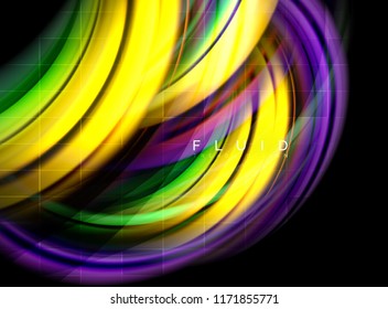 Fluid smooth wave abstract background, flowing glowing color motion concept, trendy abstract layout template for business or technology presentation or web brochure cover, wallpaper. Vector