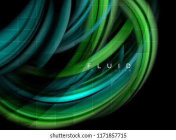 Fondo abstracto de oleaje fluido, concepto de movimiento de color brillante, plantilla de diseño abstracto de moda para presentación de negocios o tecnología o portada de folletos web, fondo de pantalla. Vector