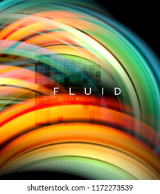 Fluid smooth wave abstract background, flowing glowing color motion concept, trendy abstract layout template for business or technology presentation or web brochure cover, wallpaper. Vector