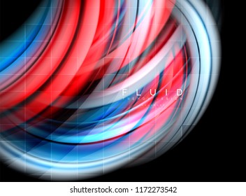 Fondo abstracto de oleaje fluido, concepto de movimiento de color brillante, plantilla de diseño abstracto de moda para presentación de negocios o tecnología o portada de folletos web, fondo de pantalla. Vector