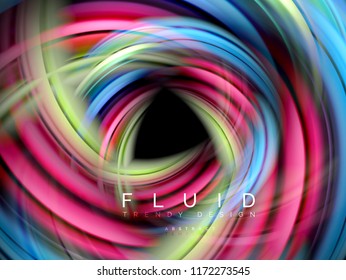 Fluid smooth wave abstract background, flowing glowing color motion concept, trendy abstract layout template for business or technology presentation or web brochure cover, wallpaper. Vector