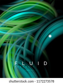 Fluid smooth wave abstract background, flowing glowing color motion concept, trendy abstract layout template for business or technology presentation or web brochure cover, wallpaper. Vector