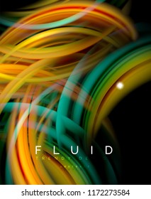 Fluid smooth wave abstract background, flowing glowing color motion concept, trendy abstract layout template for business or technology presentation or web brochure cover, wallpaper. Vector