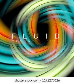 Fluid smooth wave abstract background, flowing glowing color motion concept, trendy abstract layout template for business or technology presentation or web brochure cover, wallpaper. Vector