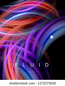 Fluid smooth wave abstract background, flowing glowing color motion concept, trendy abstract layout template for business or technology presentation or web brochure cover, wallpaper. Vector