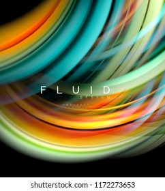 Fluid smooth wave abstract background, flowing glowing color motion concept, trendy abstract layout template for business or technology presentation or web brochure cover, wallpaper. Vector