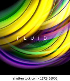 Fluid smooth wave abstract background, flowing glowing color motion concept, trendy abstract layout template for business or technology presentation or web brochure cover, wallpaper. Vector