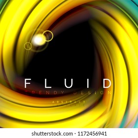 Fluid smooth wave abstract background, flowing glowing color motion concept, trendy abstract layout template for business or technology presentation or web brochure cover, wallpaper. Vector