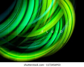 Fluid smooth wave abstract background, flowing glowing color motion concept, trendy abstract layout template for business or technology presentation or web brochure cover, wallpaper. Vector
