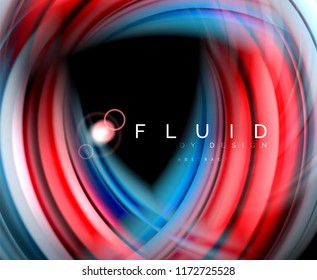 Fluid smooth wave abstract background, flowing glowing color motion concept, trendy abstract layout template for business or technology presentation or web brochure cover, wallpaper. Vector