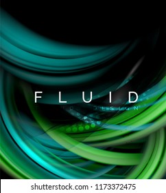 Fondo abstracto de oleaje fluido, concepto de movimiento de color brillante, plantilla de diseño abstracto de moda para presentación de negocios o tecnología o portada de folletos web, fondo de pantalla. Vector