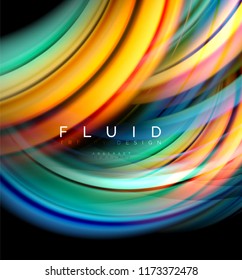 Fluid smooth wave abstract background, flowing glowing color motion concept, trendy abstract layout template for business or technology presentation or web brochure cover, wallpaper. Vector