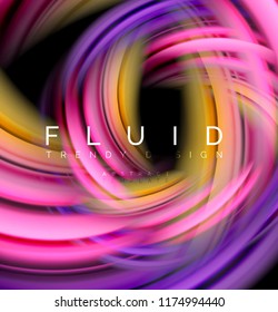 Fluid smooth wave abstract background, flowing glowing color motion concept, trendy abstract layout template for business or technology presentation or web brochure cover, wallpaper. Vector