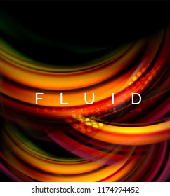 Fluid smooth wave abstract background, flowing glowing color motion concept, trendy abstract layout template for business or technology presentation or web brochure cover, wallpaper. Vector
