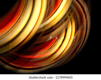 Fluid smooth wave abstract background, flowing glowing color motion concept, trendy abstract layout template for business or technology presentation or web brochure cover, wallpaper. Vector